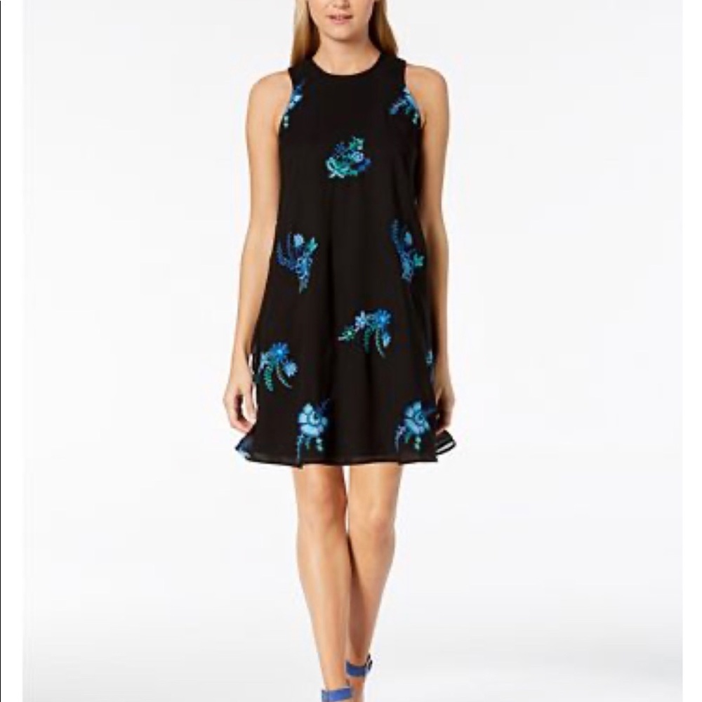 NWT Calvin Klein Floral Embroidered Trapeze Dress - Picture 3 of 11